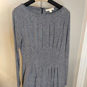 Flattering Michael Kors Black & White Patterned Long Sleeve Dress Size L